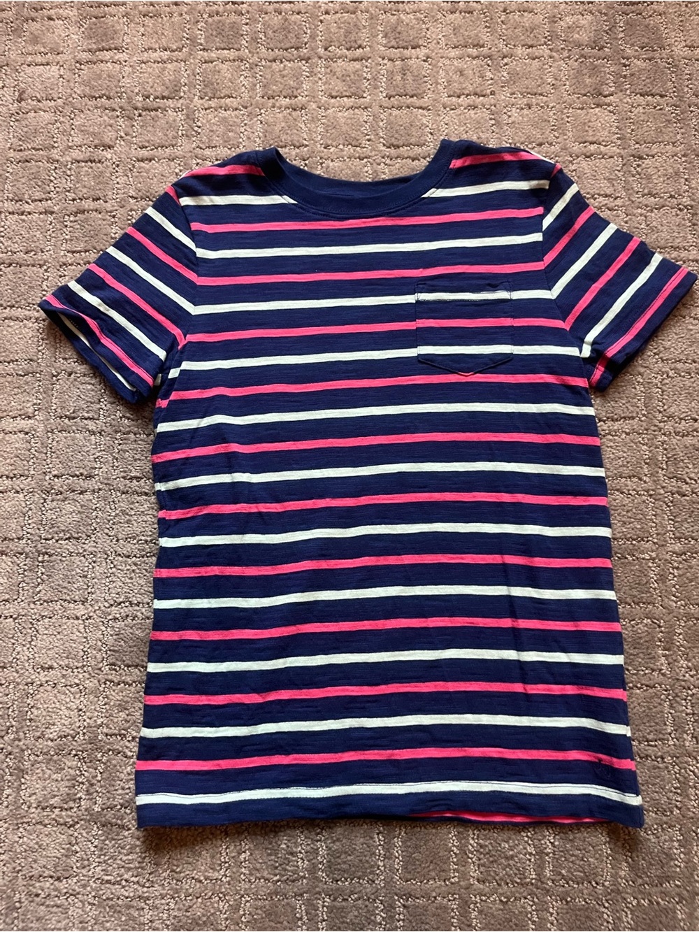 Boys Janie & Jack Navy Stripe Kids' Tee with Pink & White Accents